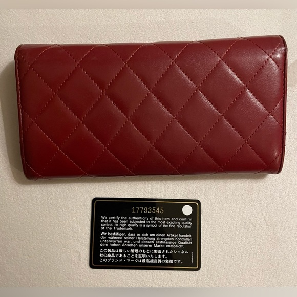 Chanel Red Lambskin Flap Long Wallet On A Unbranded Adjustable Chain With COA - Picture 2 of 14